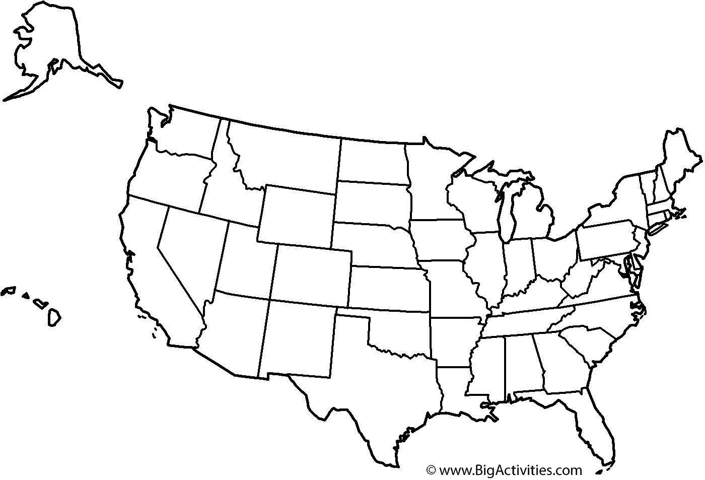 United States Map Coloring Pages
 Map of the United States with title and states Coloring