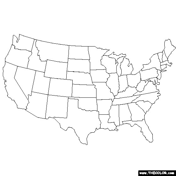 United States Map Coloring Pages
 Free line Coloring Pages TheColor