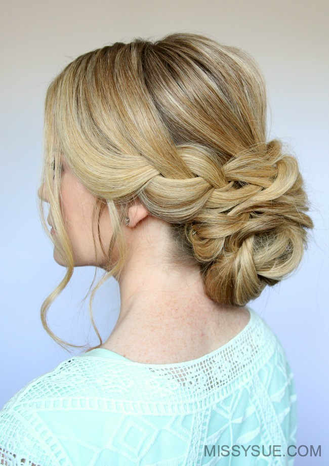 Updo Bun Hairstyle
 Braid and Low Bun Updo