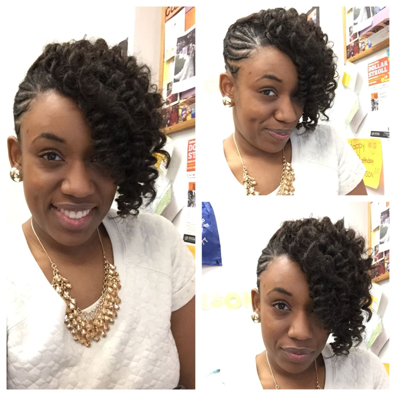 Updo Crochet Hairstyles
 Braided updo with Kanekalon hair crocheted and curled to