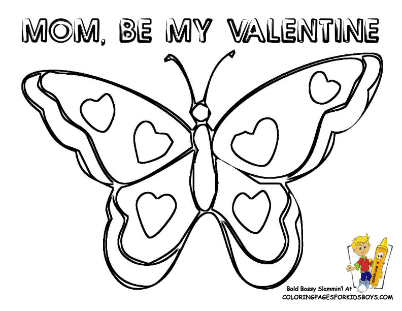 Valentine Coloring Sheets For Boys
 Valentine Coloring Butterfly Pages Book For Boys