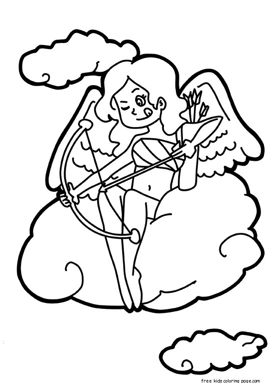 Valentine'S Day Coloring Pages Printable
 Printable happy Valentines Day Cupid girl coloring pages