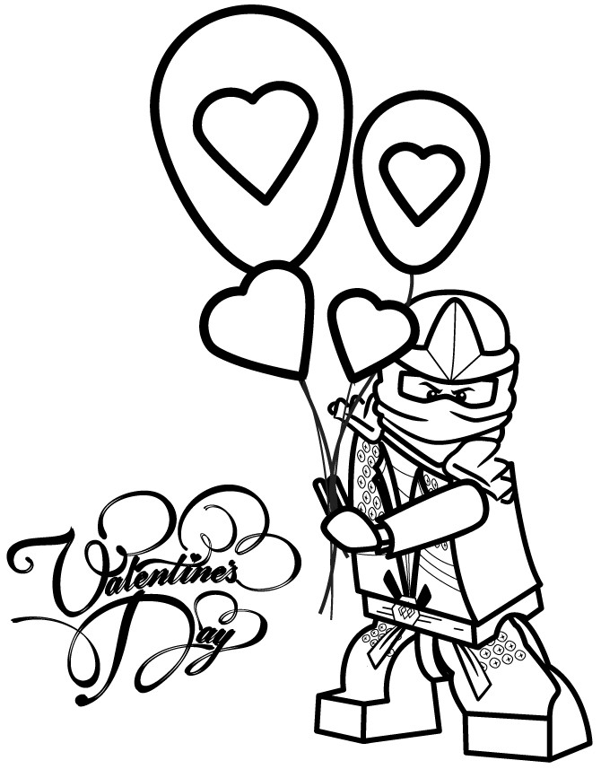 Valentines Coloring Coloring Pages For Boys
 Ninjago Lloyd Zx Holding Valentines Day Balloons Coloring
