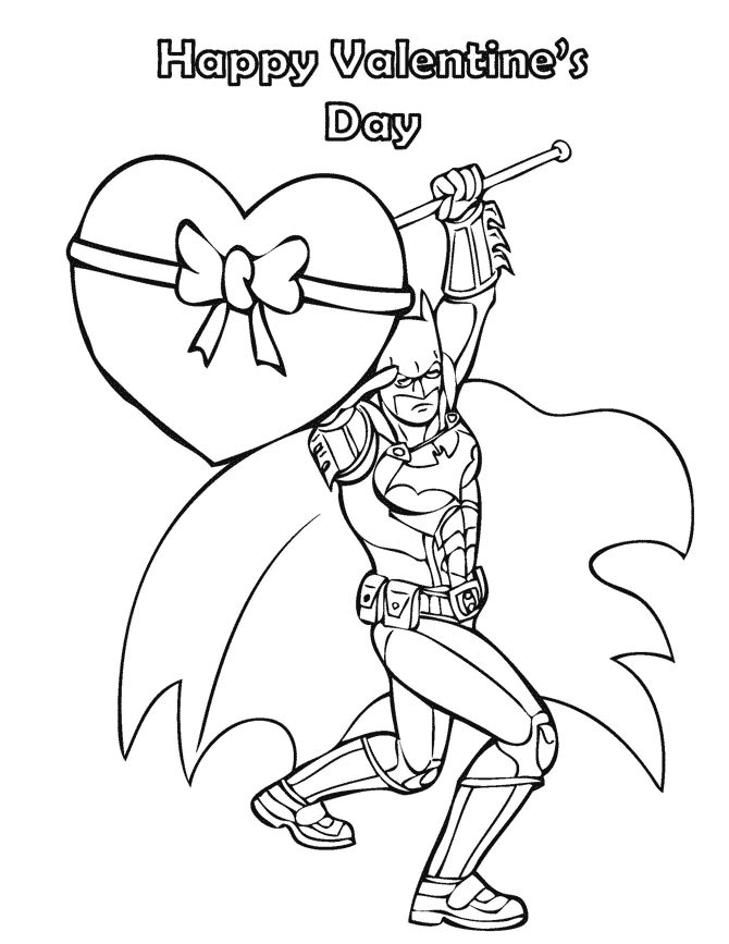 Valentines Coloring Coloring Pages For Boys
 Batman Happy Valentines Day Coloring Page