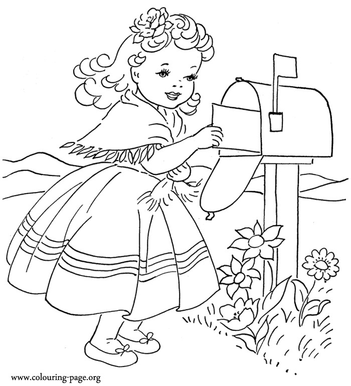 Best ideas about Valentines Coloring Sheets For Girls
. Save or Pin Valentine s Day Cute little girl sending a love letter Now.