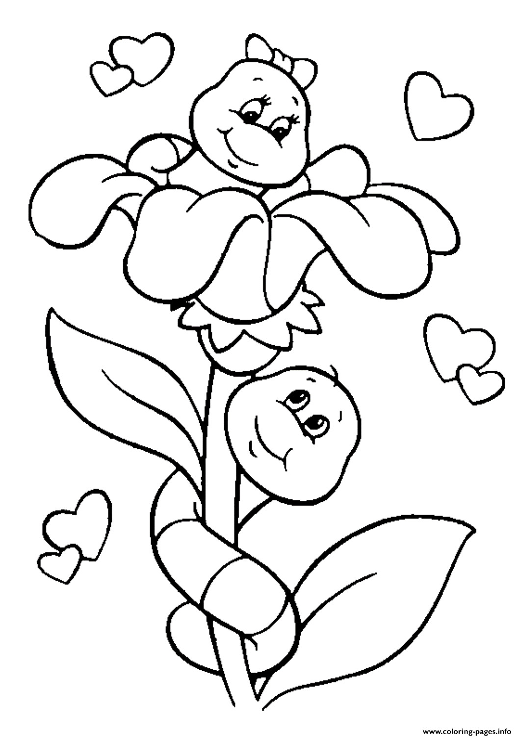 Valentines Coloring Sheets For Kids
 Flower And Caterpillar In Love Valentine S9195 Coloring