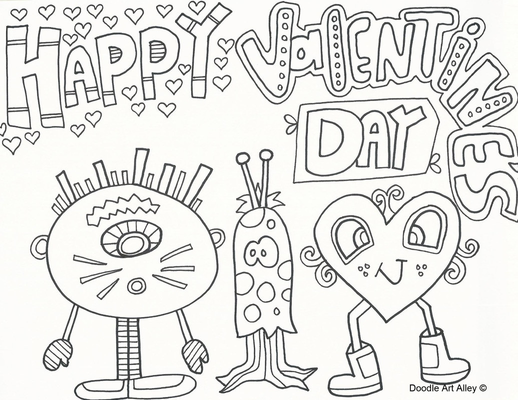 Valentines Day Coloring Pages For Boys Monster
 Valentines Day Coloring Pages Doodle Art Alley