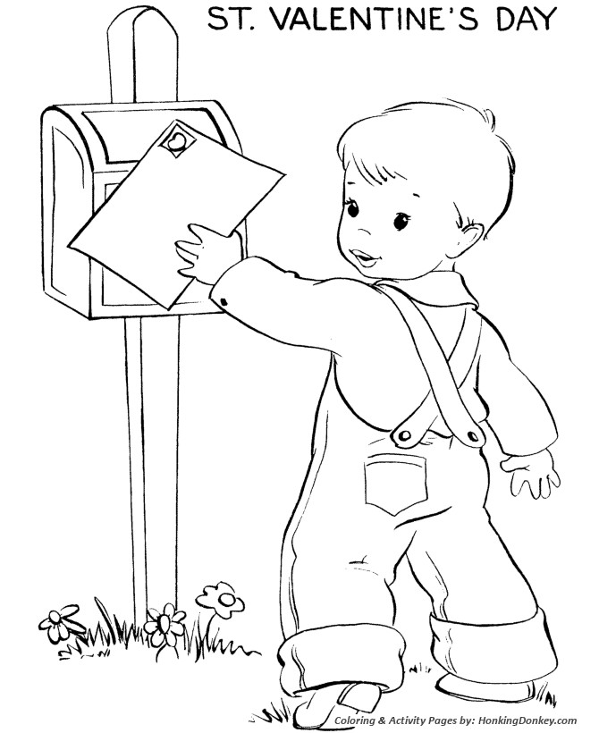 Valentines Day Coloring Sheets For Boys
 Valentine s Day Cards Coloring Pages Boy Mailing a