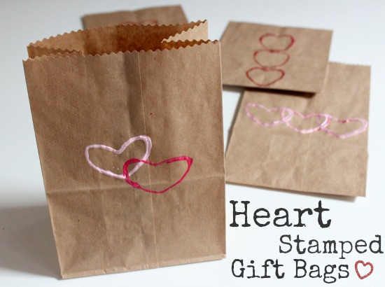 Valentines Gift Bag Ideas
 Heart Stamped Gift Bags for Valentines