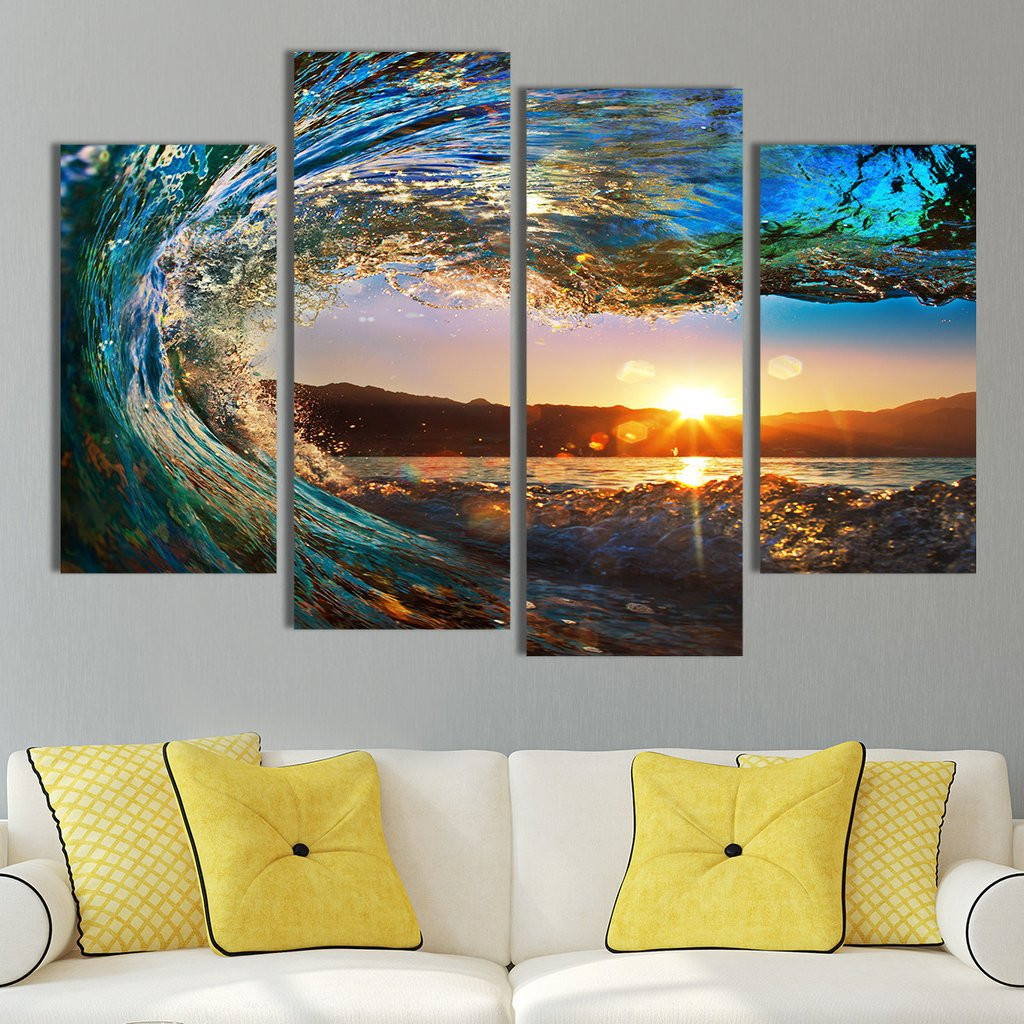 Best ideas about Wall Art Canvas
. Save or Pin Great Wave Multi Panel Canvas Wall Art – ElephantStock Now.