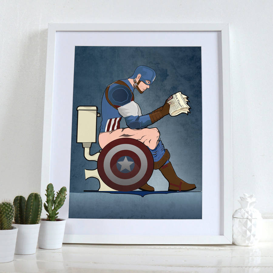 Best ideas about Wall Art Prints
. Save or Pin captain america on the toilet poster wall art print by Now.