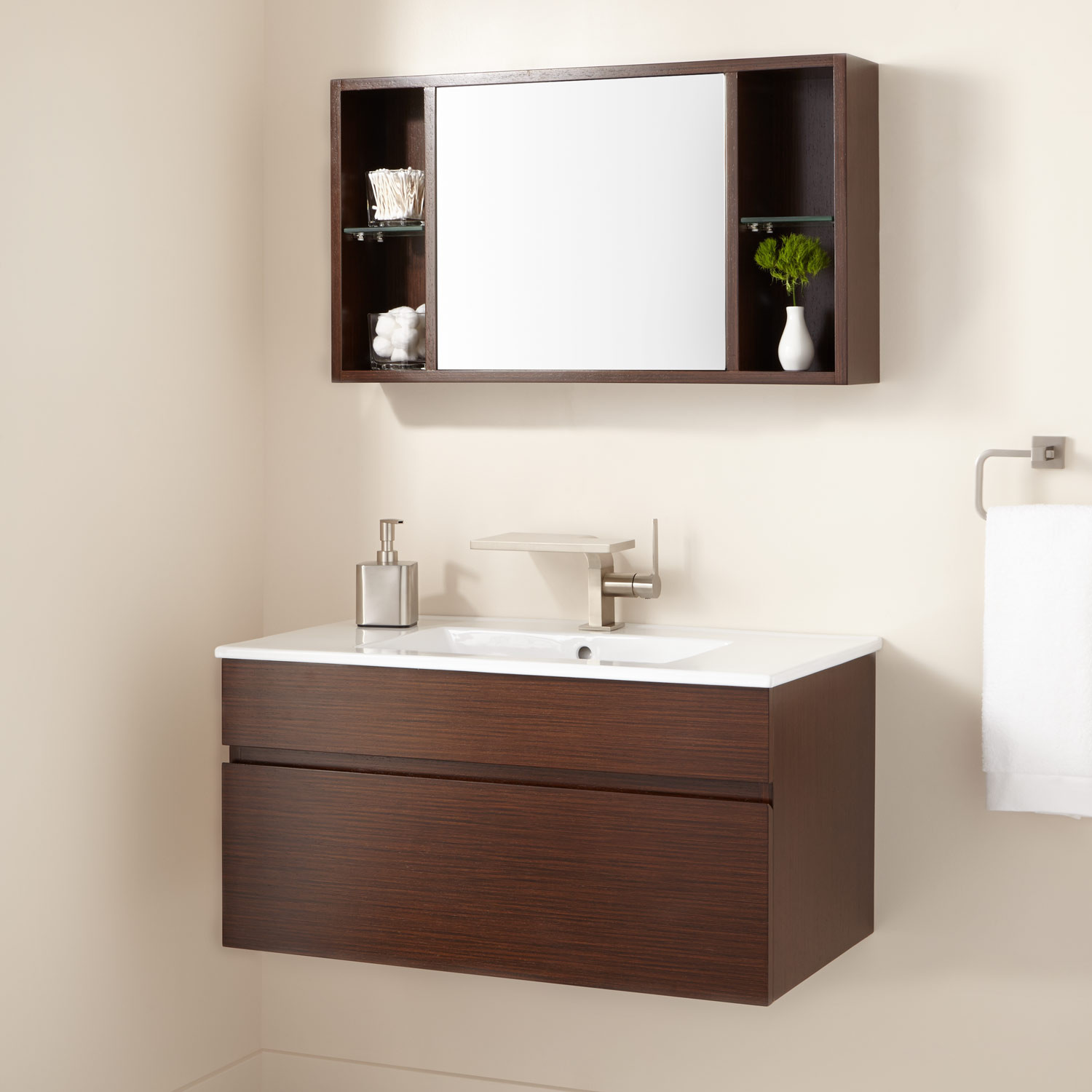 Best ideas about Wall Mounted Bathroom Cabinets
. Save or Pin 33" Dimitri Wall Mount Vanity and Mirrored Storage Bathroom Now.