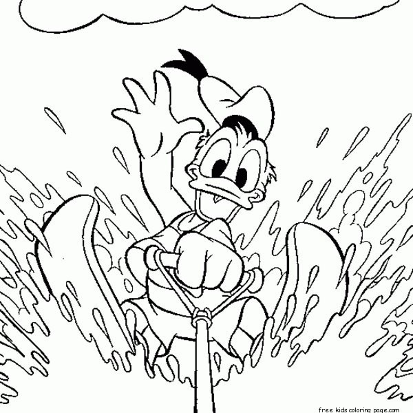Water Coloring Book
 Printable donald duck on water ski coloring bookFree
