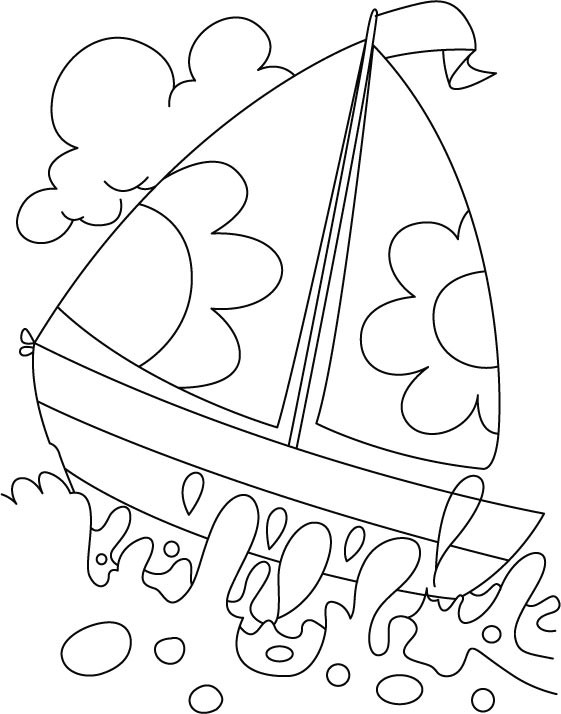 Water Coloring Book
 A boat in deep water coloring page