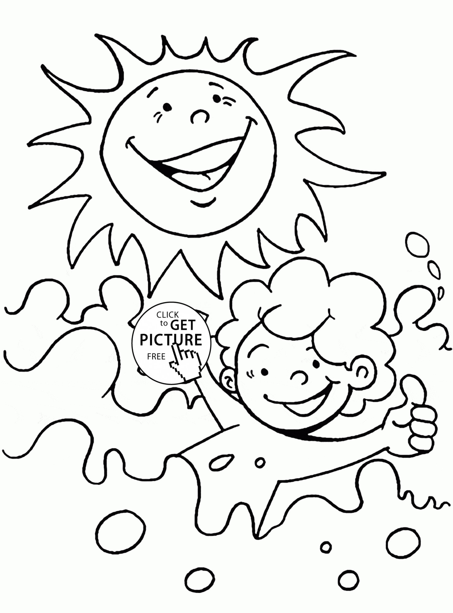 Water Coloring Books For Toddlers
 Summer Sun and Water coloring page for kids seasons
