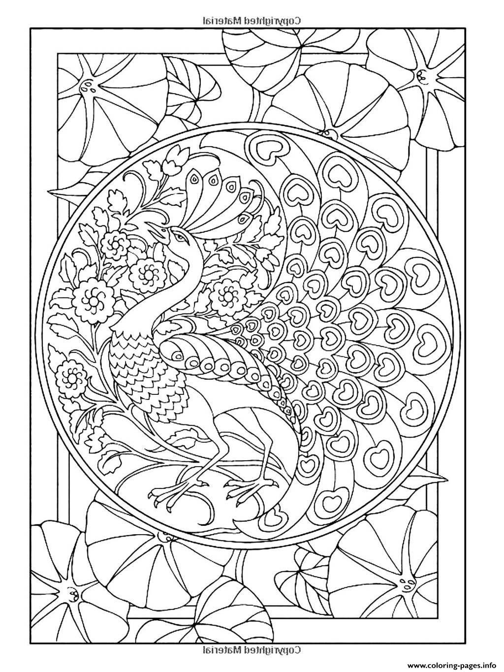 Watercolor Coloring Books For Adults
 Adult Art Nouveau Style Peacock Coloring Pages Printable