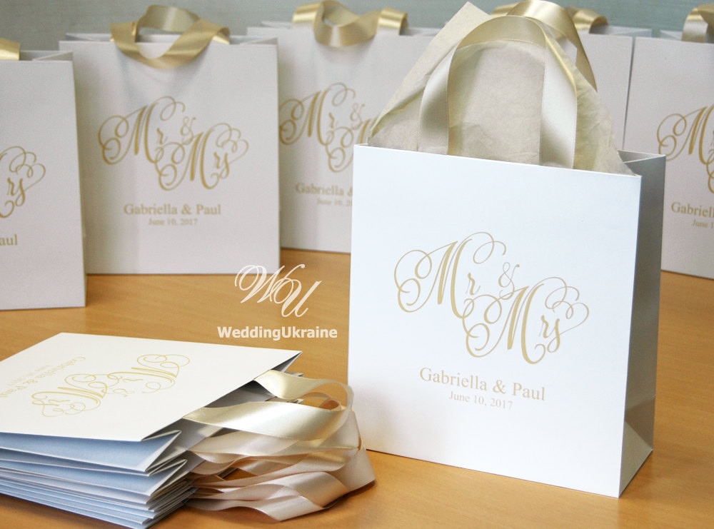 Best ideas about Wedding Gift Bag Ideas
. Save or Pin 35 Champagne Wedding Wel e Bags with satin ribbon and names Now.