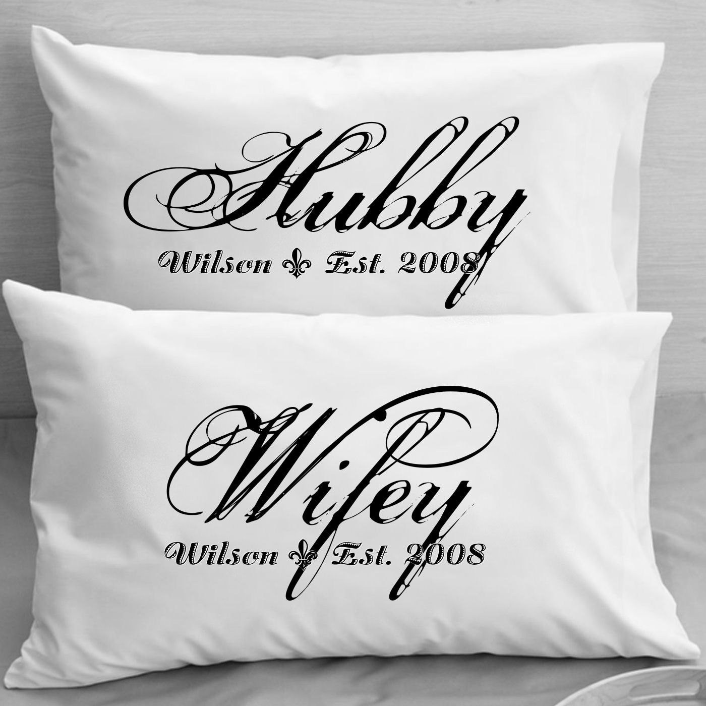 Best ideas about Wedding Gift Ideas For Couple
. Save or Pin Couples Pillow Cases Custom Personalized Wifey Hubby Wife Now.