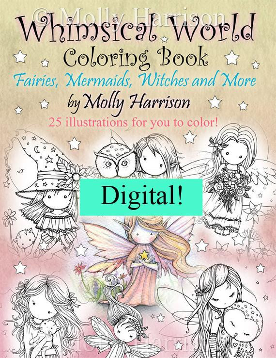 Whimsical World Coloring Book Pages
 Printable Digital Download Whimsical World Coloring Book by