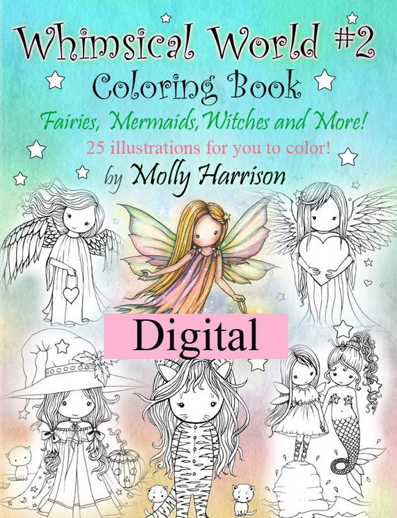 Whimsical World Coloring Book Pages
 Printable Digital Download Whimsical World 2 Coloring Book