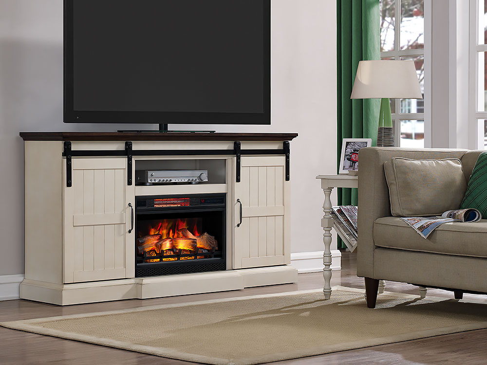 Best ideas about White Electric Fireplace Tv Stand
. Save or Pin Hogan 66" Cabinet Weathered White & 26" Firebox Now.