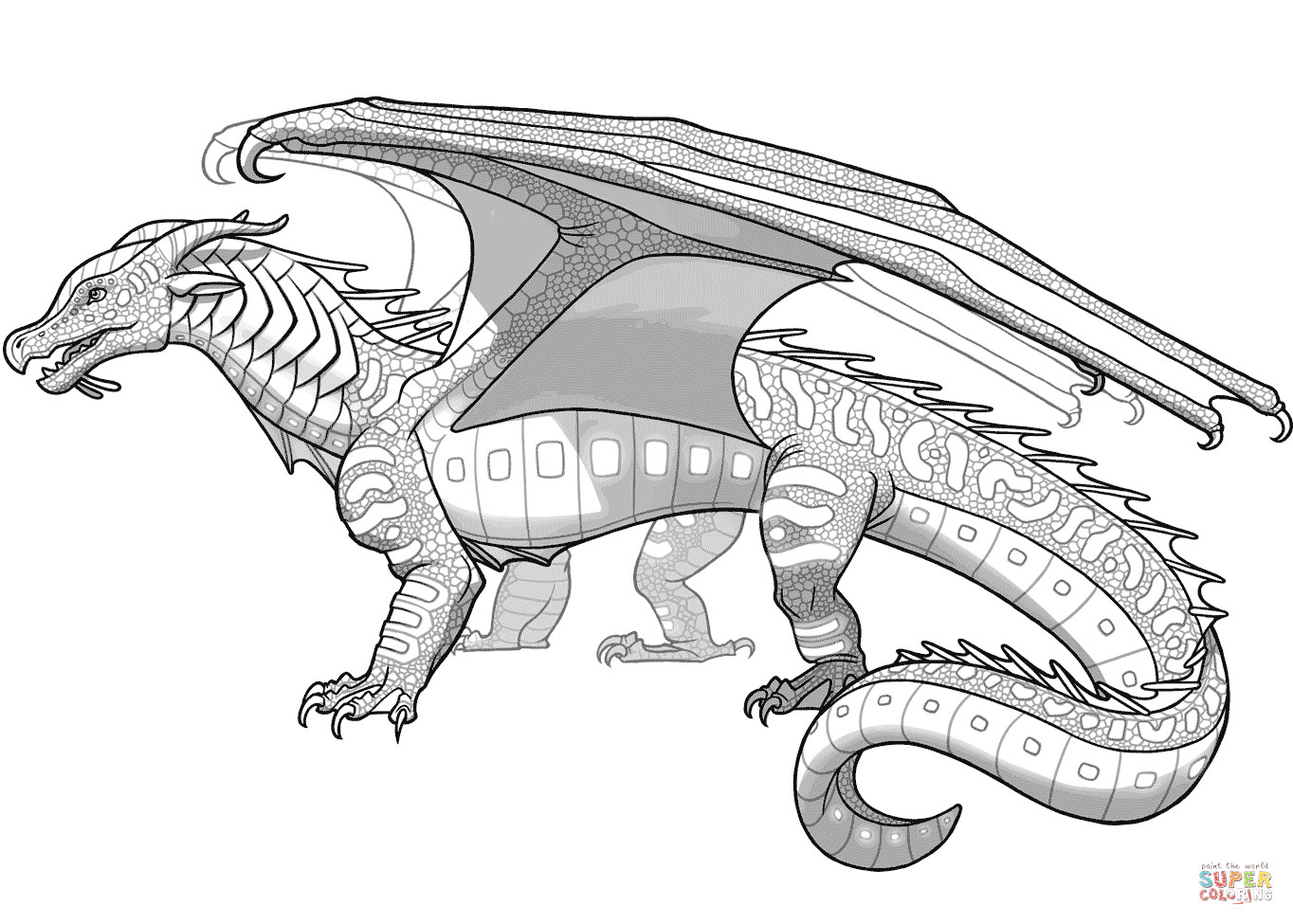 Wings Of Fire Coloring Pages
 Seawings Dragon from Wings of Fire coloring page