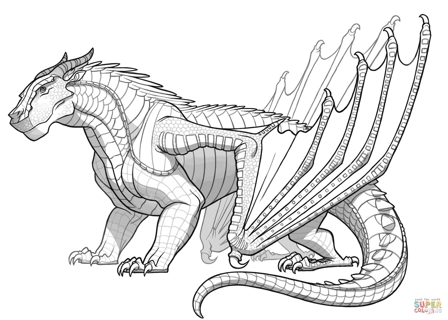 Wings Of Fire Nightwing Coloring Pages
 Mudwing Dragon from Wings of Fire coloring page