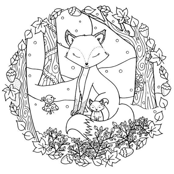 Winter Coloring Pages Adults
 ADULT COLORING PAGE Christmas Winter Woodland Cosy Foxes Adult