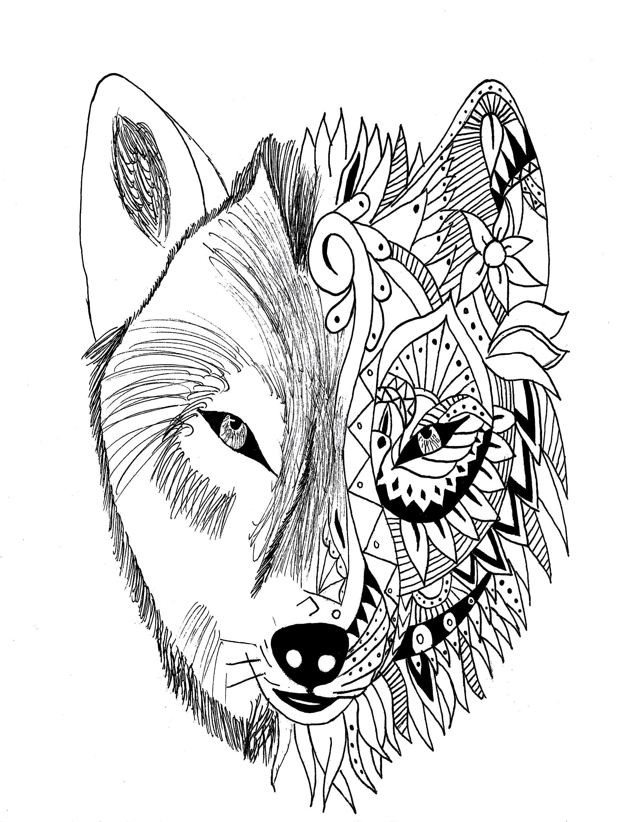 Wolf Coloring Pages For Adults
 Tattoo wolf krissy Tattoos Adult Coloring Pages