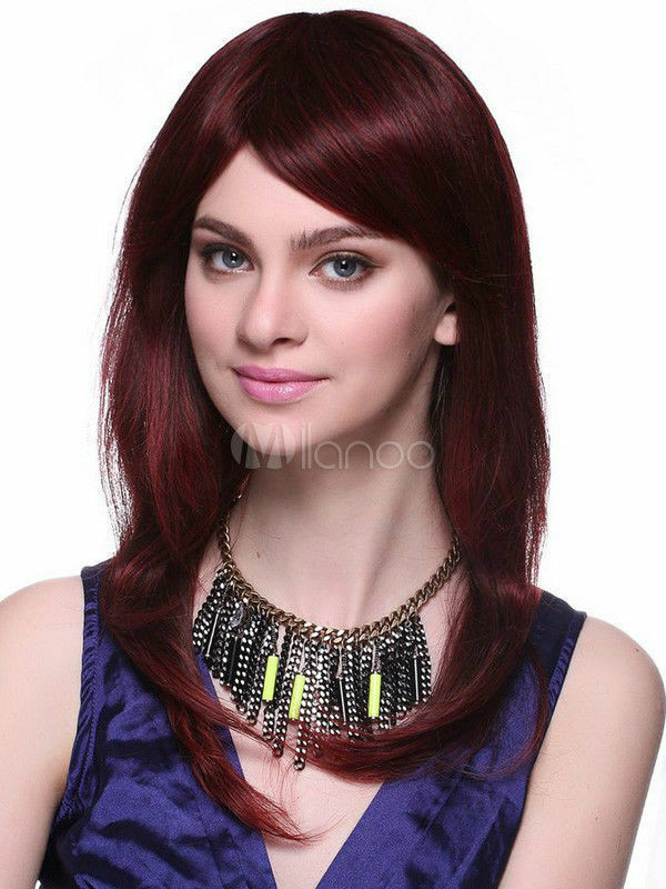 Women'S Long Hairstyles
 Real hair New Women s long Wine red Fabulous