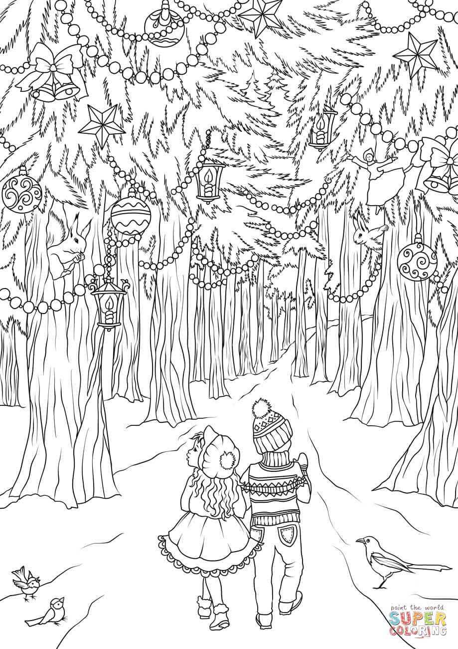 Best ideas about Woodland Coloring Sheets For Boys
. Save or Pin A Girl and a Boy are Walking in the Christmas Forest Now.