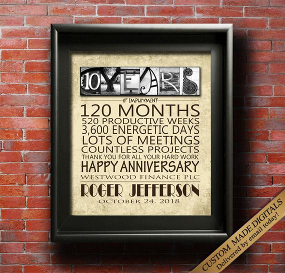 Work Anniversary Gift Ideas
 Work Anniversary Gift 10 Year 15 Year 20 Year 25 Year 30 Year