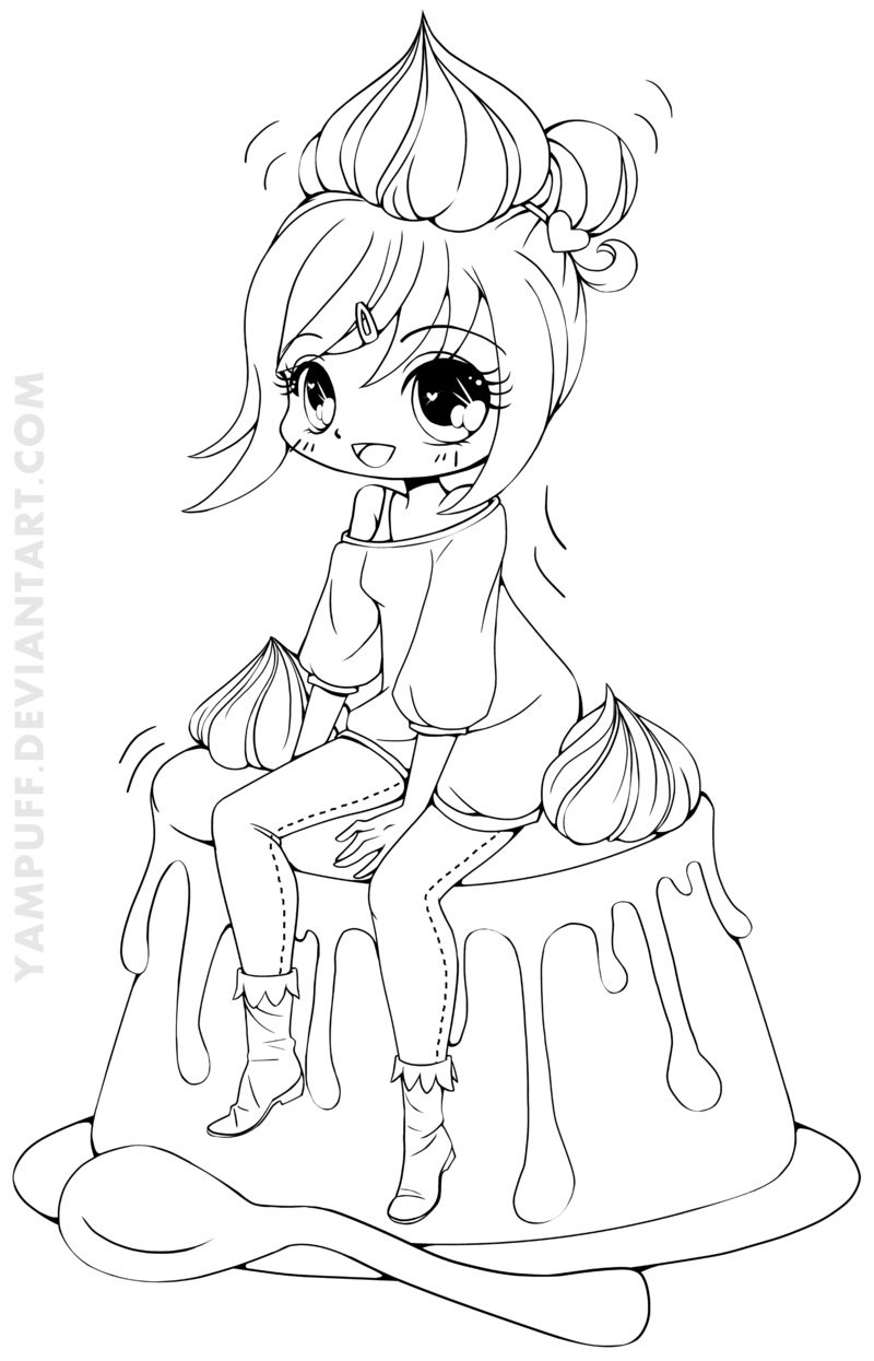 Yampuff Coloring Pages
 Creme Caramel Chiharu Lineart by YamPuff on DeviantArt