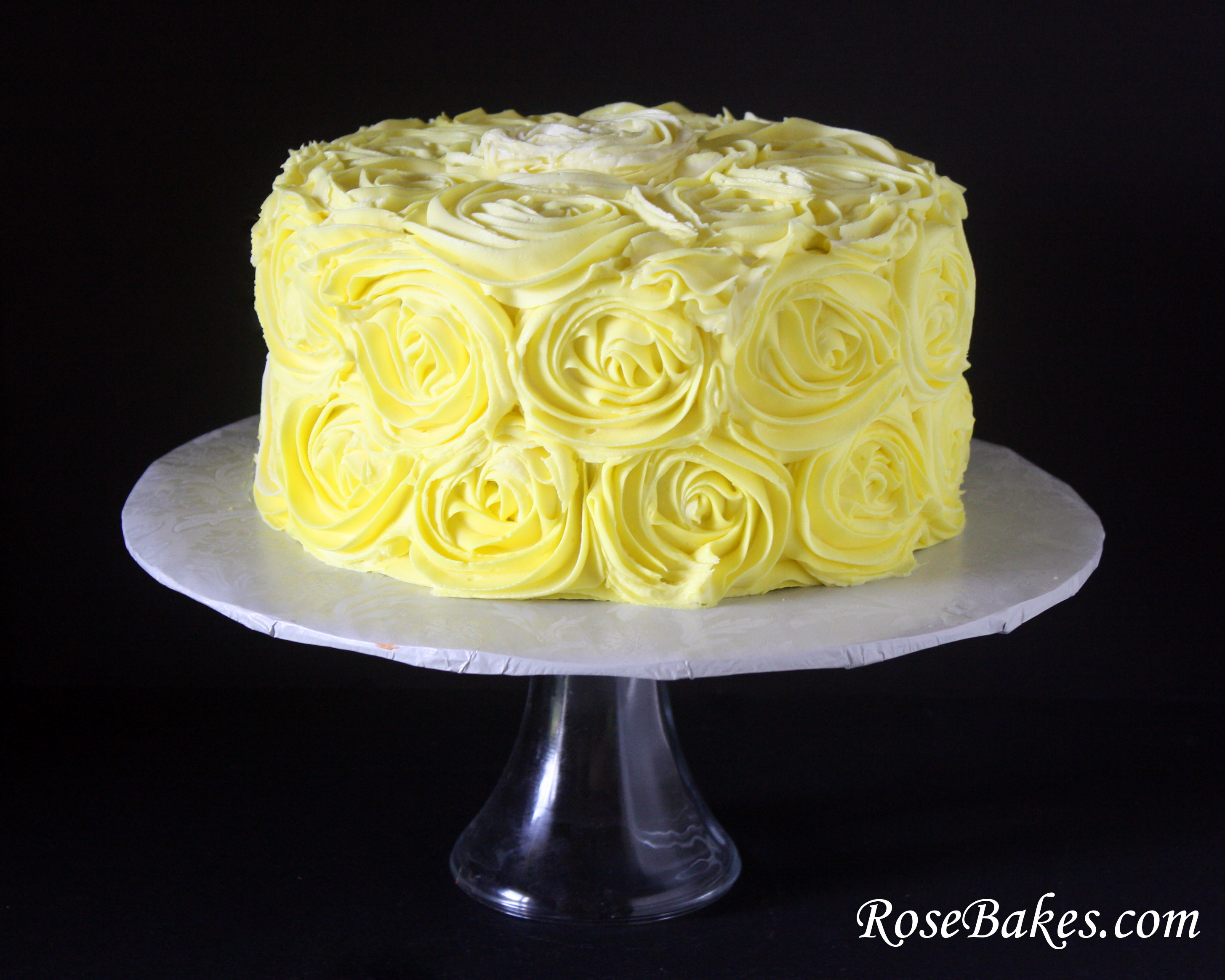 Yellow Birthday Cake
 Yellow Ombre Buttercream Roses Cake