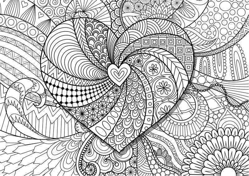 Zendoodle Coloring Book
 Heart Flowers Zendoodle Design For Adult Coloring Book