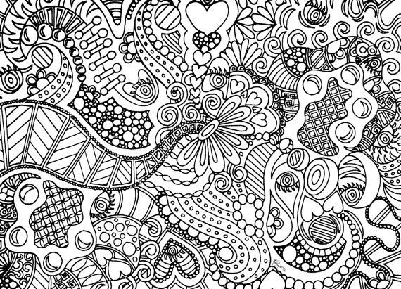 Zentangle Coloring Pages For Teens
 Instant Download Coloring Page Hand Drawn Zentangle