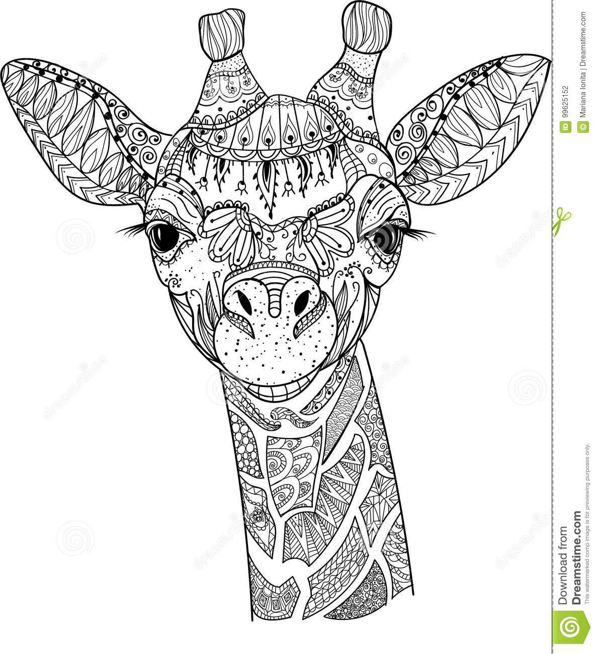 Zentangle Coloring Sheets For Boys
 Zentangle giraffe stock vector Illustration of decoration