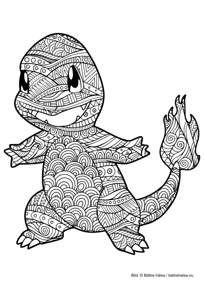 Zentangle Coloring Sheets For Boys
 Målarbild för vuxna – färglägg Pokémon Charmander