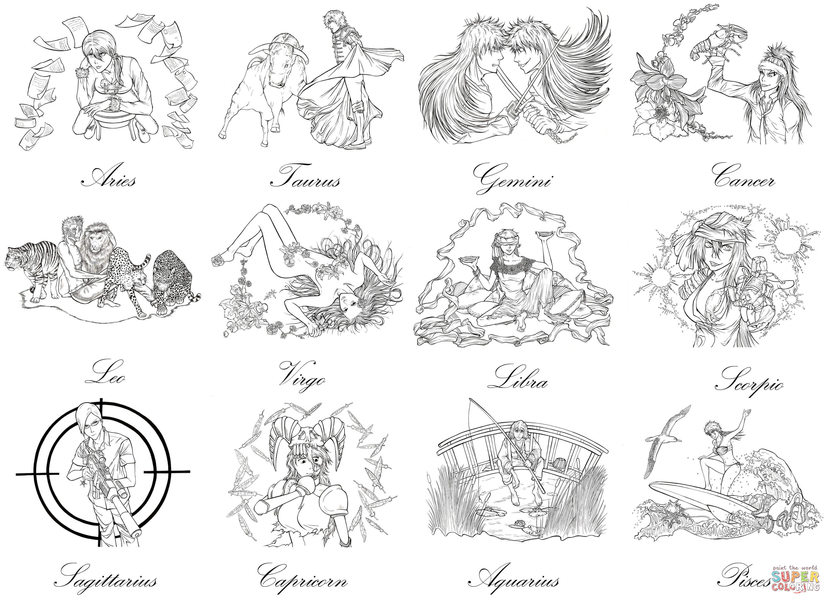 Zodiac Coloring Pages
 Zodiac Sign coloring Download Zodiac Sign coloring