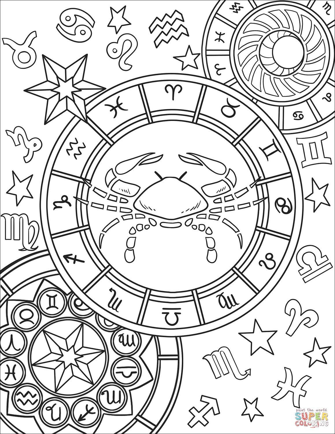 Zodiac Coloring Pages
 Cancer Zodiac Sign coloring page