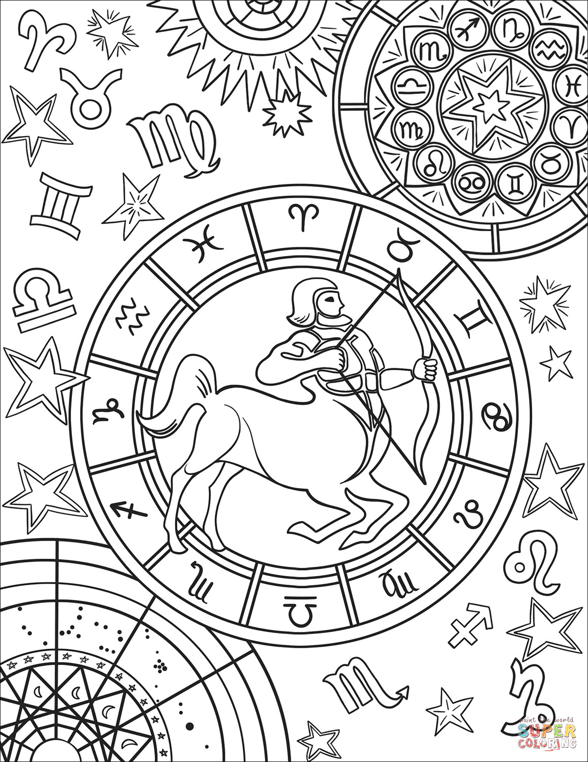 Zodiac Coloring Pages
 Sagittarius Zodiac Sign coloring page