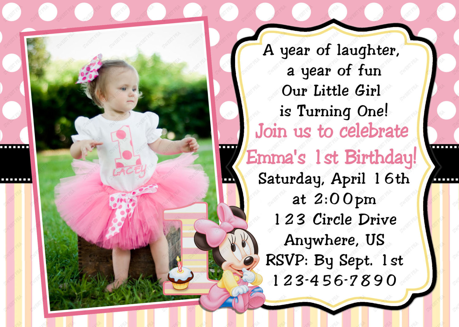 Best ideas about 1st Birthday Party Invitations
. Save or Pin FREE Minnie Mouse Invitations 1st Birthday Party Template Now.