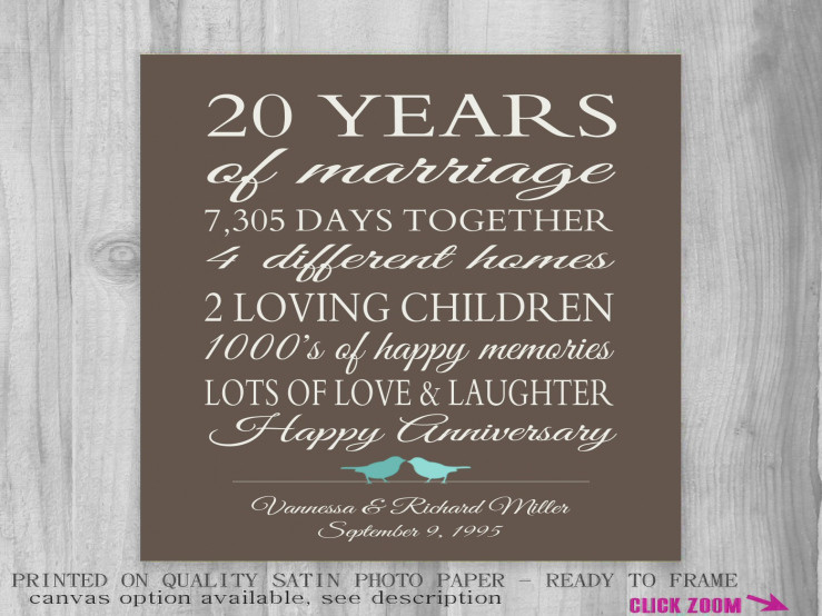 Best ideas about 20 Year Anniversary Gift Ideas
. Save or Pin 20 Year Wedding Anniversary Gifts Wedding Ideas Now.