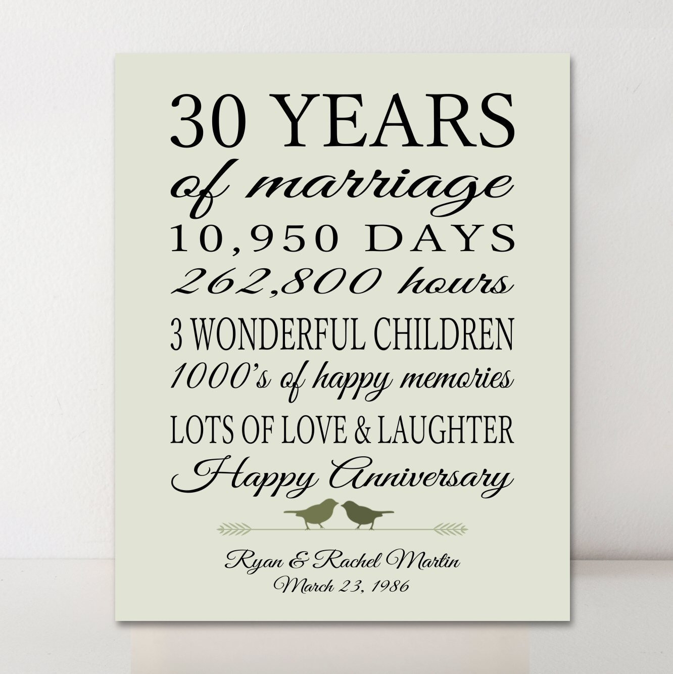 Best ideas about 30 Year Anniversary Gift Ideas
. Save or Pin 30th Anniversary Gift Personalized Gift 30 Years Married Gift Now.