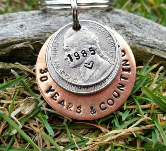 Best ideas about 30 Year Anniversary Gift Ideas
. Save or Pin 30 year anniversary keychain 30th anniversary by TiffysLove Now.