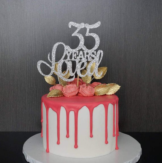 Best ideas about 35th Birthday Cake
. Save or Pin 35 Years Loved Cake Topper Anniversary Cake Topper 35th Now.