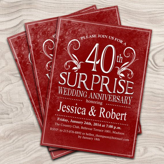 Best ideas about 40Th Wedding Anniversary Gift Ideas For Parents
. Save or Pin Surprise 40th Wedding Anniversary Digital Printable Now.