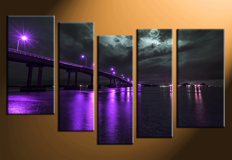 Best ideas about 5 Piece Wall Art
. Save or Pin 5 Piece Purple Huge Canvas Art Bridge City Now.