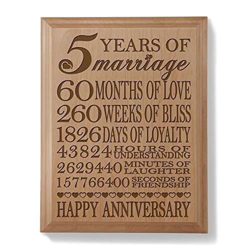 Best ideas about 5 Year Wedding Anniversary Gift Ideas For Her
. Save or Pin Kate Posh 5th Anniversary Engraved Natural Wood Plaque Now.