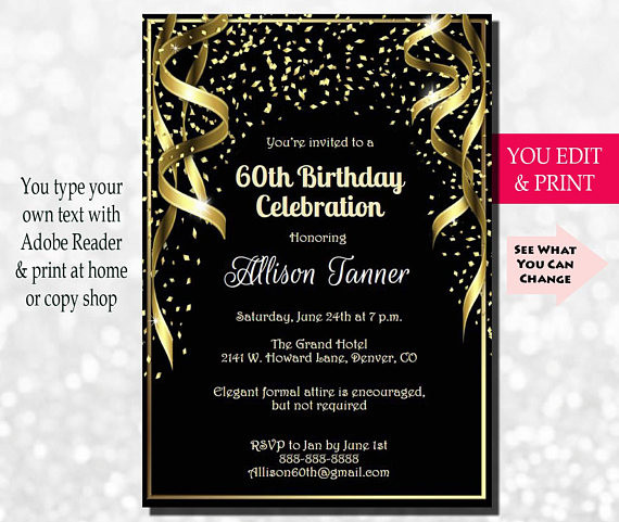 Best ideas about 60th Birthday Invitations Template
. Save or Pin 60th Birthday Invitation 60th Birthday Party Invitation 60th Now.